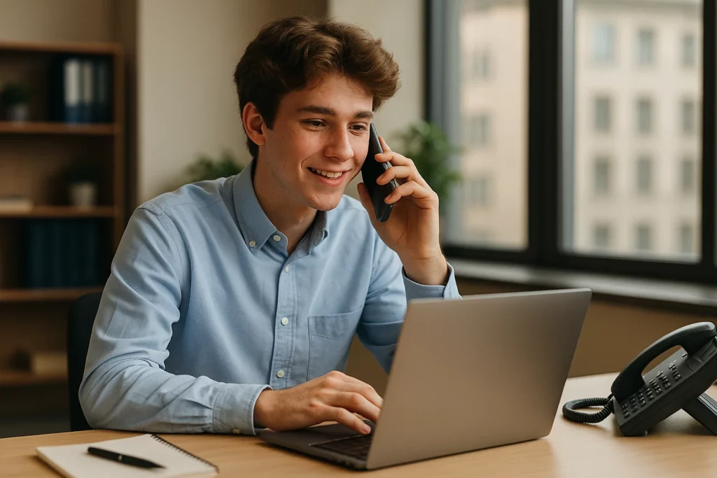 SDR commercial junior en train de faire du cold calling