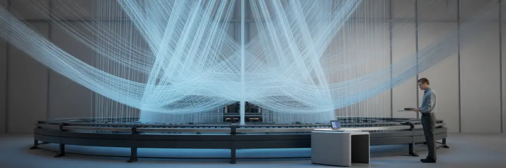 Métaphore de l'automatisation des tests QA par l'IA.