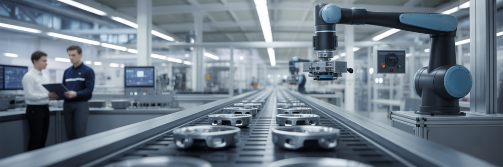 Usine française moderne avec contrôle qualité par vision par ordinateur.