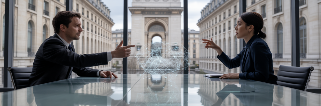 Audit RGPD et IA dans un bureau parisien moderne.