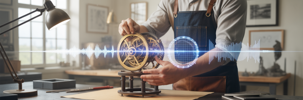 Artisan assemblant des données multimodales lumineuses.